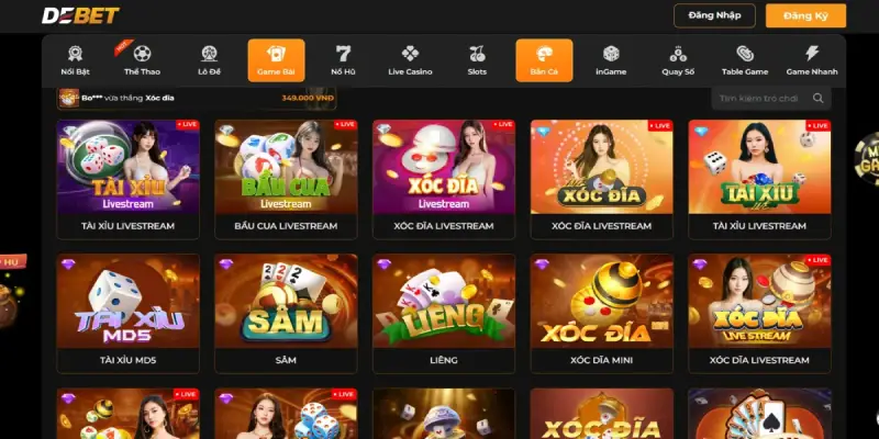 Trả lời thông tin về game bài DEBET